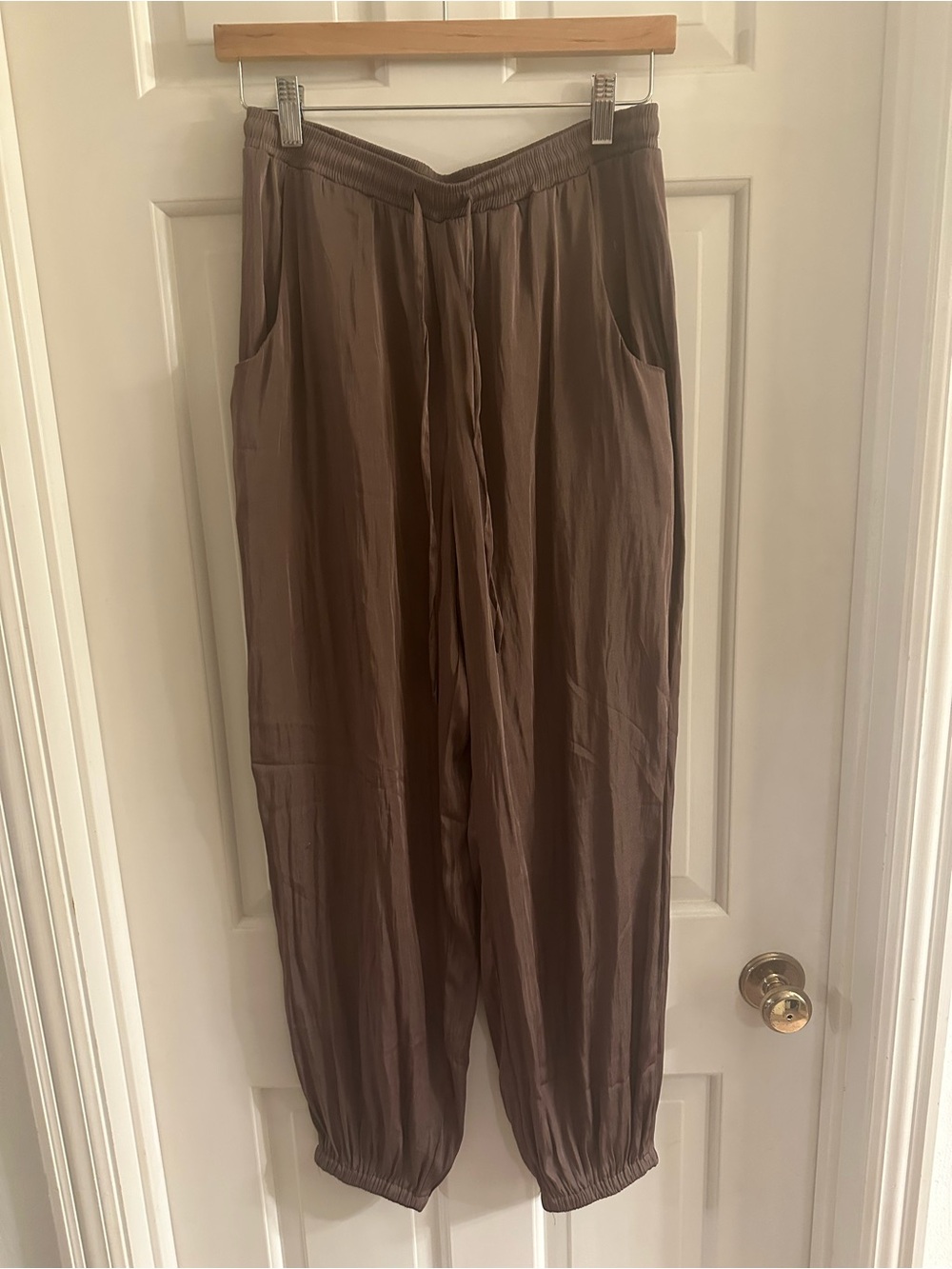 Zara Brown Elastic Waist Flowing Pants
